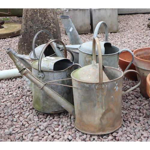 155 - 5 galvanised watering cans