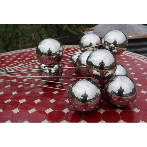 168 - Decorative chrome orbs on stands