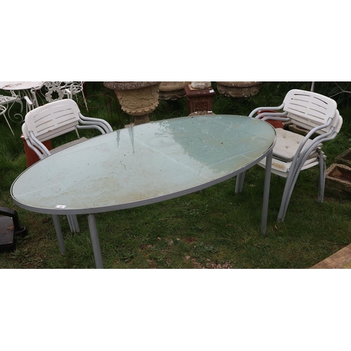 185 - Glass top table with 6 chairs