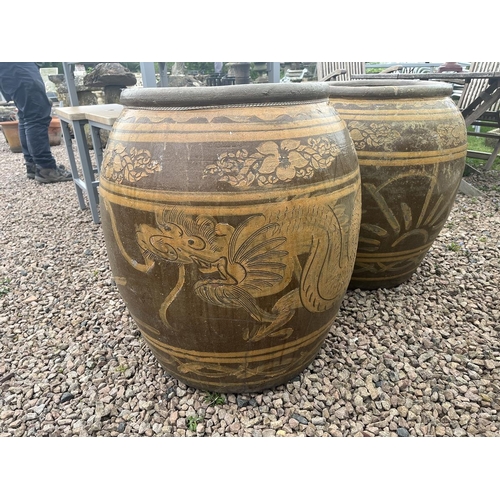 226 - Pair of very large glazed pots A/F