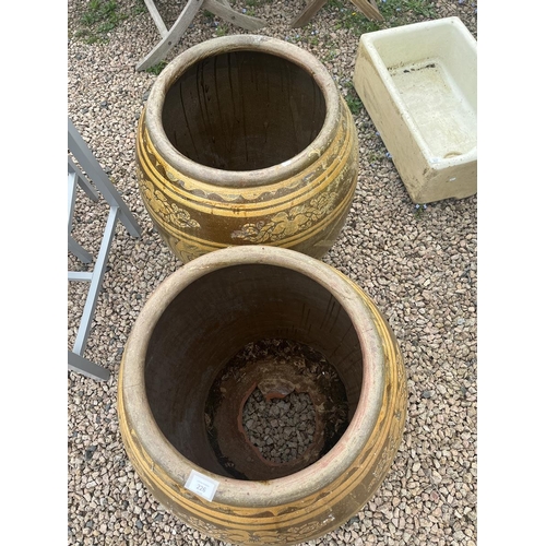 226 - Pair of very large glazed pots A/F