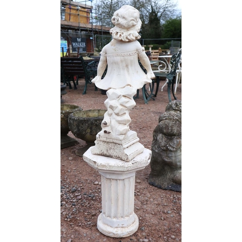 306 - Stone girl figure on plinth