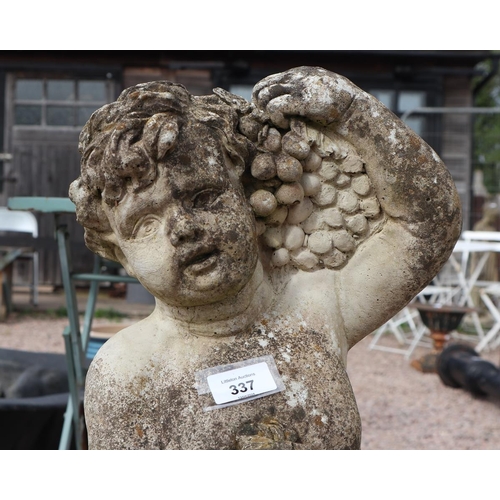 337 - Stone statue of boy - Approx size: H 87cm