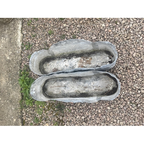 356 - Pair of antique lead trough planters