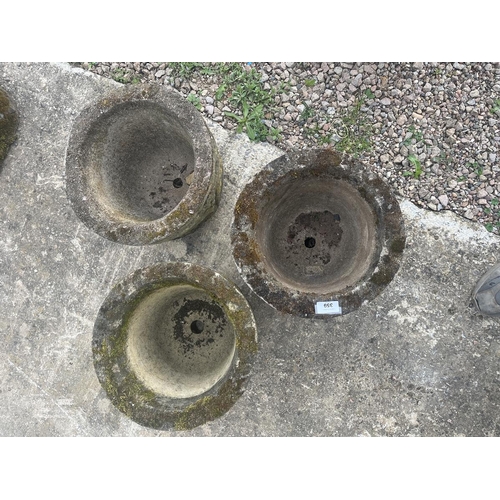 359 - Set of 3 old round stone planters