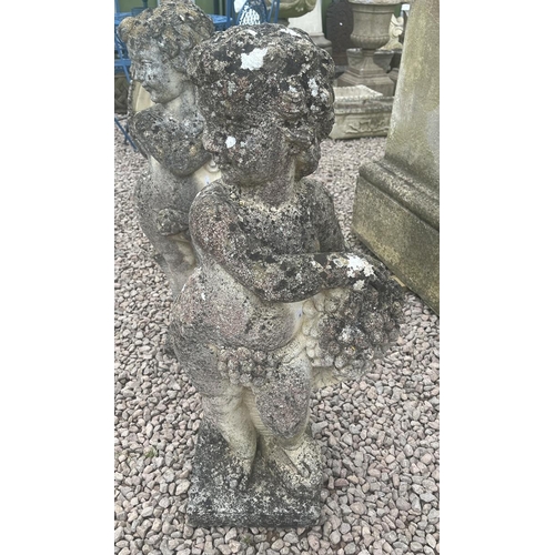 410 - 4 Seasons stone cherub figures - Approx height: 80cm