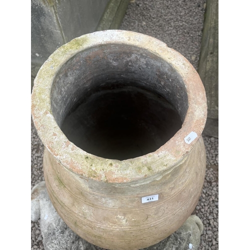 431 - Large Grecian urn on metal base - Approx height: 105cm