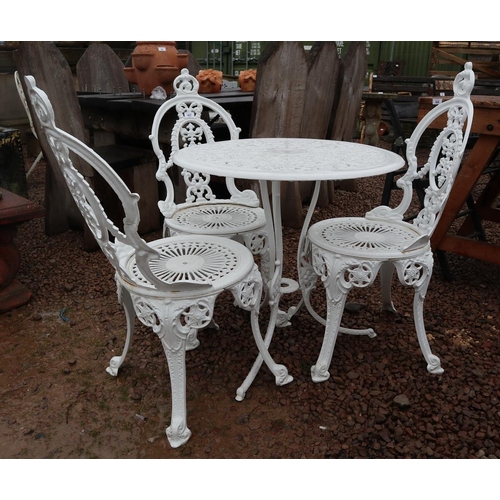 457 - Metal bistro table and 3 chairs