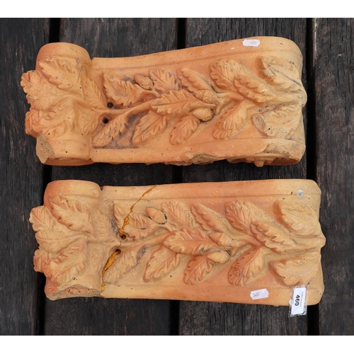 460 - Pair of terracotta wall scrolls A/F - Approx L: 41cm W: 18cm D: 14cm