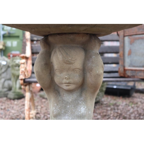 463 - Sandstone cherub birdbath