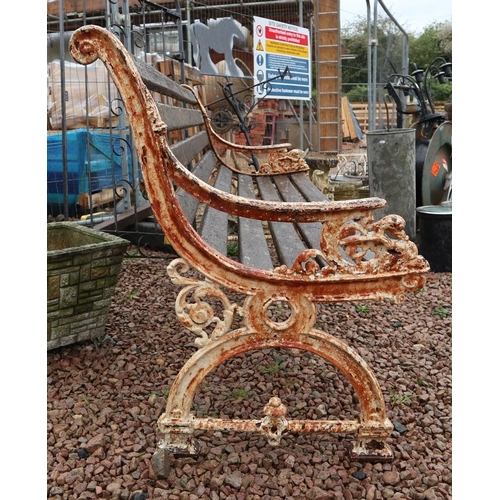 465 - Antique garden bench with cast iron ends