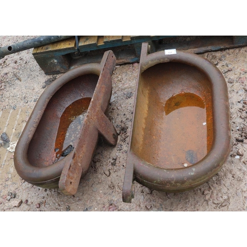 494 - Pair of heavy wall mounted cast iron troughs