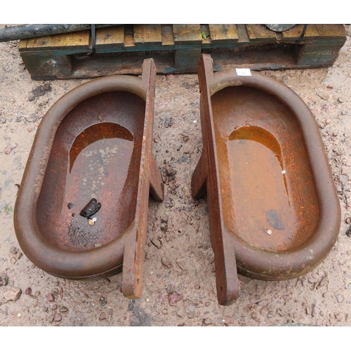 494 - Pair of heavy wall mounted cast iron troughs