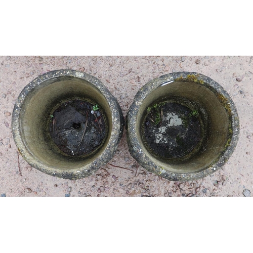 496 - Pair of stone circular planters