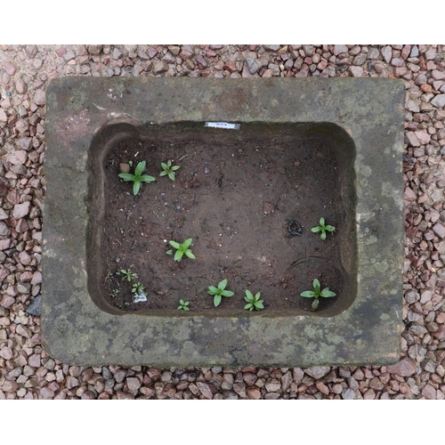 511 - Small antique stone trough - Approx size: W: 52cm D: 41cm H: 22cm