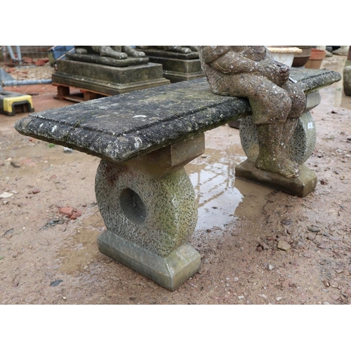 526 - Stone pedestal bench