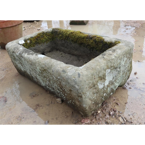 536 - Large antique stone trough - Approx size: W: 88cm D: 55cm H: 31cm