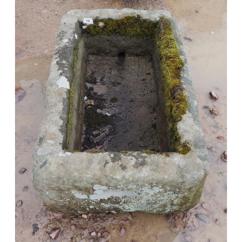 536 - Large antique stone trough - Approx size: W: 88cm D: 55cm H: 31cm