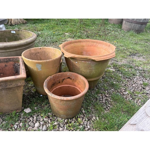 55 - 6 assorted stone and terracotta planters some A/F