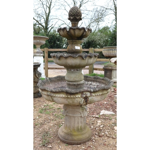 575 - 3 tier stone fountain - Approx height: 135cm