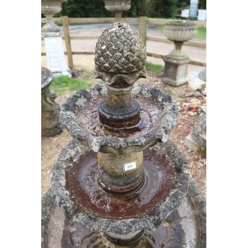 575 - 3 tier stone fountain - Approx height: 135cm