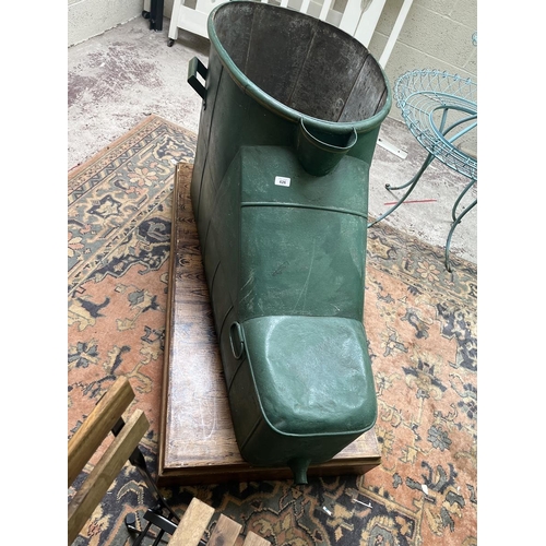 626 - Large antique French painted hip bath (ideal planter)