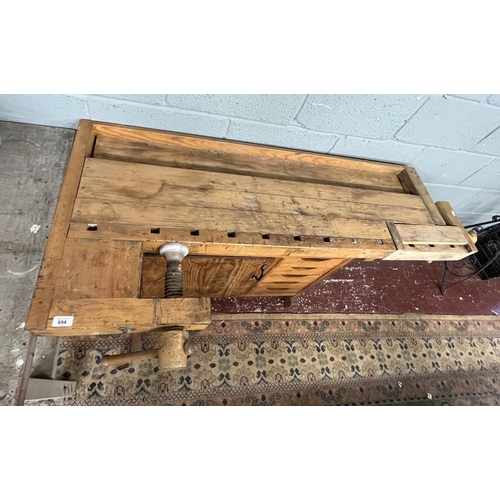 694 - Swedish carpenters work bench - Approx size: W: 159cm D: 75cm H: 82cm