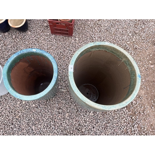 82 - 2 tall glazed planters