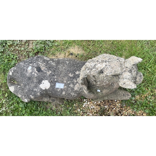 95 - Antique stone recumbent horse figure