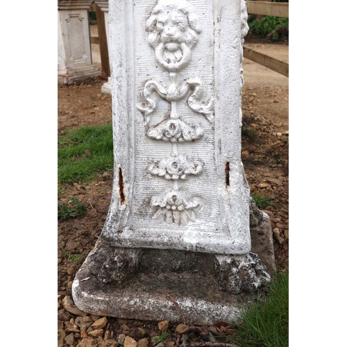 553 - Pair of large latticed urns on Gothic lion pawed plinths - Approx height: 153cm