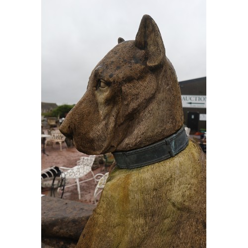 407 - Impressive pair of stone Kingsale Hounds on plinths.
These Great Danes are in the style of the favou... 