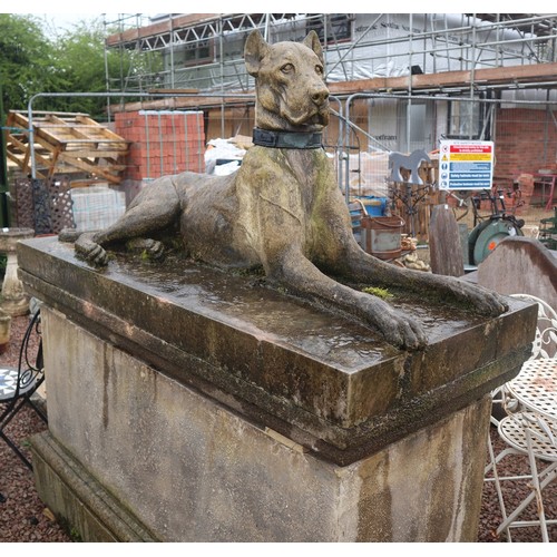 407 - Impressive pair of stone Kingsale Hounds on plinths.
These Great Danes are in the style of the favou... 