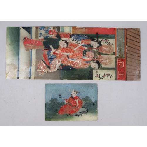 125 - 2 Oriental glass paintings one A/F
