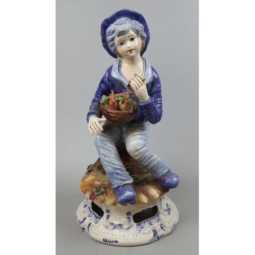 150 - Large ceramic Capodimonte figure of a boy - Approx height: 45cm