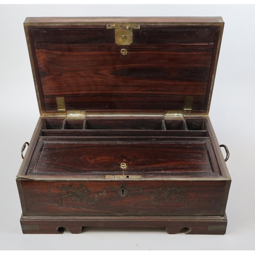 154 - Brass bound stationery chest - Approx size: W: 48cm D: 29cm H: 20cm