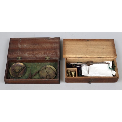 179 - 2 antique wooden cased apothecary scales