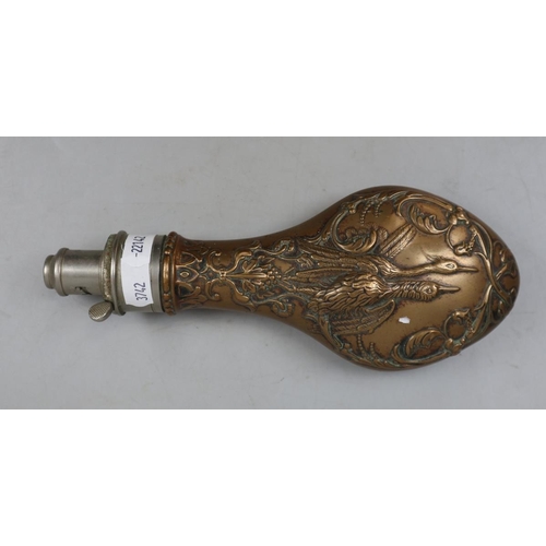 182 - Powder flask adorned with game birds