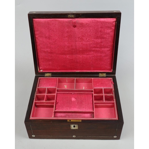 203 - Rosewood jewellery box with mother-of-pearl inlay