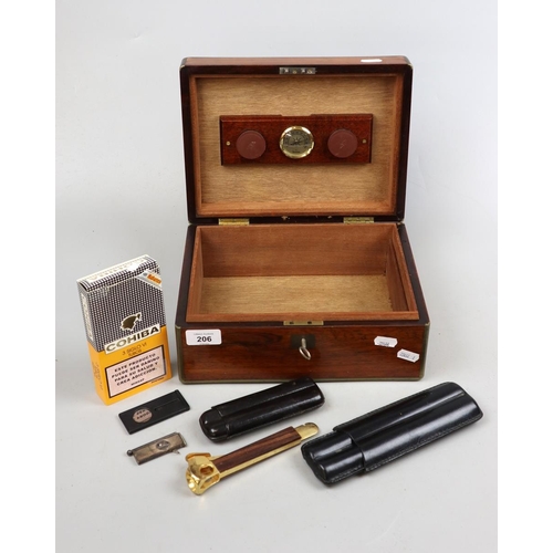 206 - Cigar Thermador together with cigar cases, cutters etc