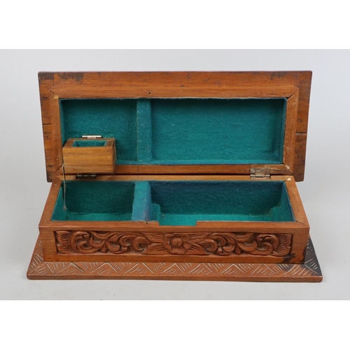 207 - Hardwood carved jewellery box