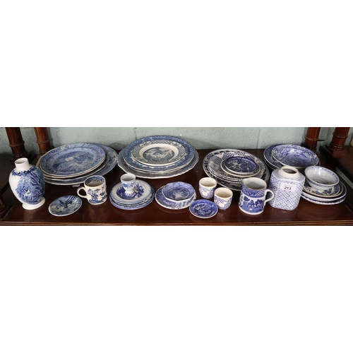 213 - Large quantity of vintage antique blue & white china