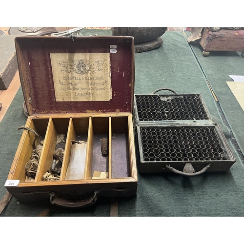 224 - Cogswell & Harrison antique gun accessory case together with a shotgun shell case