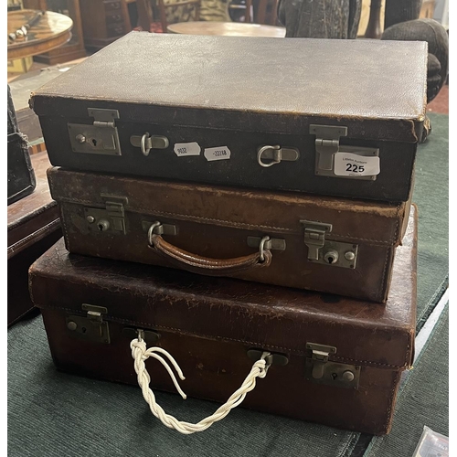 225 - 3 antique cases 2 being leather