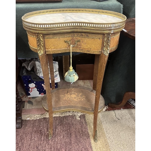 260 - 2 tier French kidney shaped side table with ormolu mounts