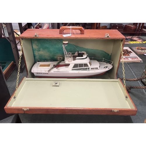 267 - Motorised model boat in wooden case