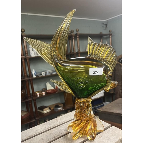 274 - Large Murano glass fish - Approx height: 38cm