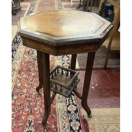 275 - Octagonal 2 tier inlaid occasional table