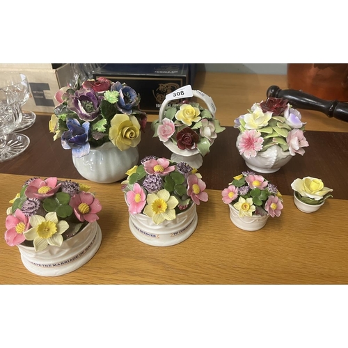 308 - Collection of Aynsley flowers