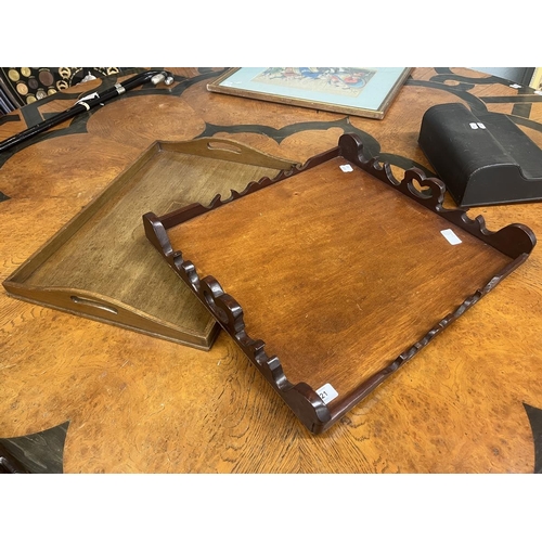 321 - 2 hardwood galleried serving trays