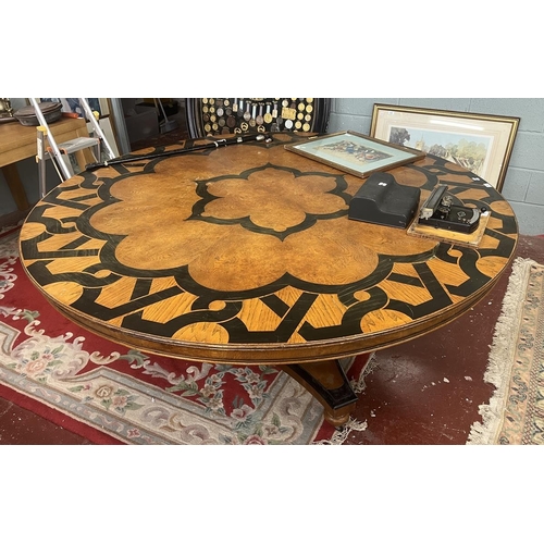 323 - Large antique circular inlaid pedestal table - Approx size: Diameter 183cm, Height 76cm